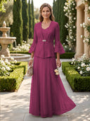 A Line V Neck Long Sleeves Mother of the Bride Dresses with Jackets
