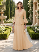 A Line V Neck Long Sleeves Mother of the Bride Dresses with Jackets