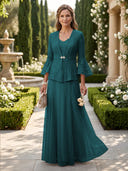 A Line V Neck Long Sleeves Mother of the Bride Dresses with Jackets