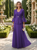 A Line V Neck Long Sleeves Mother of the Bride Dresses with Jackets