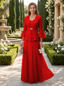 A Line V Neck Long Sleeves Mother of the Bride Dresses with Jackets