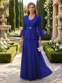 A Line V Neck Long Sleeves Mother of the Bride Dresses with Jackets
