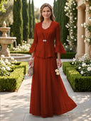 A Line V Neck Long Sleeves Mother of the Bride Dresses with Jackets