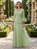 A Line V Neck Long Sleeves Mother of the Bride Dresses with Jackets