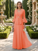 A Line V Neck Long Sleeves Mother of the Bride Dresses with Jackets