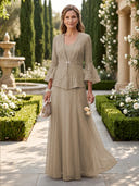 A Line V Neck Long Sleeves Mother of the Bride Dresses with Jackets