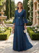 A Line V Neck Long Sleeves Mother of the Bride Dresses with Jackets