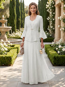 A Line V Neck Long Sleeves Mother of the Bride Dresses with Jackets