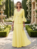 A Line V Neck Long Sleeves Mother of the Bride Dresses with Jackets