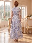 A Line V Neck Cap Sleeves Mother of the Bride Dresses