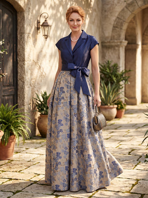 A Line V Neck Short Sleeves Mother of the Bride Dresses with Bow