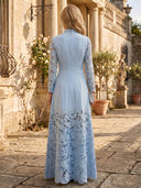 Satin A Line Long Sleeves Long Lace Mother of the Bride Dresses