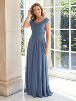 A Line Chiffon Sleeveless Long Mother of the Bride Dresses