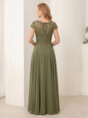 A Line Chiffon Short Sleeves Long Mother of the Bride Dresses