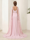 Satin A Line Square Neck Sleeveless Long Mother of the Bride Dresses