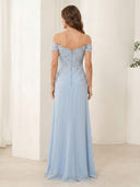 Off the Shoulder Chiffon A Line Sleeveless Long Mother of the Bride Dresses