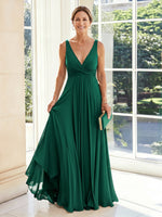 Chiffon V Neck A Line Sleeveless Long Mother of the Bride Dresses