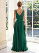 Chiffon V Neck A Line Sleeveless Long Mother of the Bride Dresses