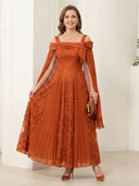 A Line Chiffon Off the Shoulder Sleeveless Long Mother of the Bride Dresses