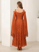 A Line Chiffon Off the Shoulder Sleeveless Long Mother of the Bride Dresses