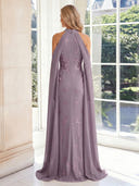 Halter Sheath Satin Sleeveless Long Mother of the Bride Dresses