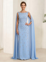 Sheath Satin Boat Neck Sleeveless Long Mother of the Bride Dresses