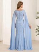 Sheath Satin Boat Neck Sleeveless Long Mother of the Bride Dresses