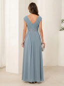 V Neck A Line Chiffon Sleeveless Long Mother of the Bride Dresses