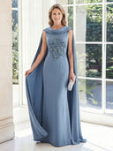 Sheath Satin Boat Neck Sleeveless Long Mother of the Bride Dresses