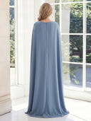 Sheath Satin Boat Neck Sleeveless Long Mother of the Bride Dresses