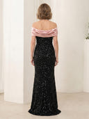 Sheath Sequin Off the Shoulder Sleeveless Long Mother of the Bride Dresses
