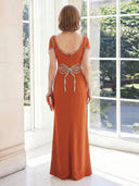 Satin Sweetheart Sheath Short Sleeves Long Mother of the Bride Dresses