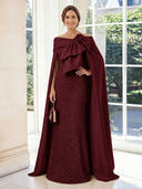 Off the Shoulder Satin Sheath Sleeveless Long Mother of the Bride Dresses