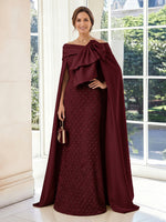 Off the Shoulder Satin Sheath Sleeveless Long Mother of the Bride Dresses