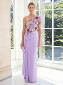 One Shoulder Satin Sheath Sleeveless Long Mother of the Bride Dresses