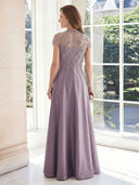 High Neck Satin A Line Sleeveless Long Mother of the Bride Dresses