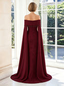 Satin Mermaid Off Shoulder Long Mother of the Bride Dresses with Train