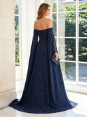 Chiffon Mermaid Off Shoulder Long Mother of the Bride Dresses with Lace