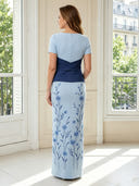 Satin Mermaid Crew Neck Short Sleeves Long Mother of the Bride Dresses