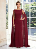 Chiffon Mermaid Crew Neck Long Mother of the Bride Dresses