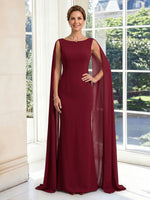 Chiffon Mermaid Crew Neck Long Mother of the Bride Dresses