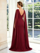 Chiffon Mermaid Crew Neck Long Mother of the Bride Dresses