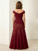 Chiffon Mermaid Off Shoulder Long Mother of the Bride Dresses with Lace