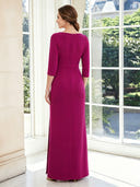 Satin Mermaid Long Sleeves Long Mother of the Bride Dresses