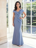 Satin Mermaid Off Shoulder Long Mother of the Bride Dresses