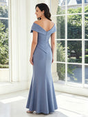Satin Mermaid Off Shoulder Long Mother of the Bride Dresses