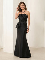 Strapless Sheath Satin Sleeveless Long Mother of the Bride Dresses