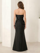Strapless Sheath Satin Sleeveless Long Mother of the Bride Dresses