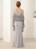 Tulle Off the Shoulder Sheath Sleeveless Long Mother of the Bride Dresses