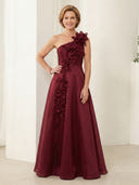 A Line One Shoulder Satin Sleeveless Long Mother of the Bride Dresses